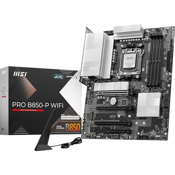 MSI PRO B850-P WiFi Mainboard, ATX - Unterstützt AMD Ryzen 9000/8000 / 7000 Prozessoren, AM5 - DDR5 Memory Boost, PCIe 5.0 x16 & 4.0 x16, M.2 Gen5, Wi-Fi 7, 5G LAN - Ultra Power, Frozr Guard, Triple M.2, High-Speed-Konnektivität – Bild 1