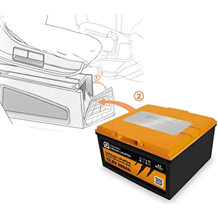 LIONTRON LiFePO4 12,8V 300Ah LX Arctic Under seat Battery; 3840Wh; -30 degreeC BMS Bluetooth, Black/Orange – Bild 3