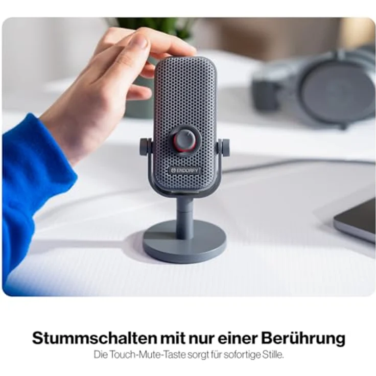 ENDORFY Solum Voice S Alt Gray, Gaming PC Mikrofon mit RGB-Beleuchtung, USB Plug & Play, Tap-to-Mute-Button, GAIN-Regler, Nierencharakteristik – Bild 4