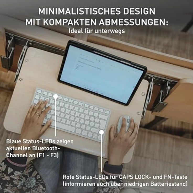 CHERRY KW 7100 Mini BT, Kompakte Multi-Device-Tastatur mit 3 Bluetooth®-Kanälen, Deutsches Layout (QWERTZ), Flaches Design, inkl. Transporttasche, Agave Green – Bild 4