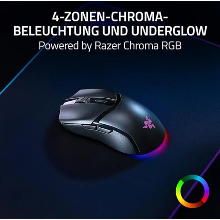 Razer Cobra HyperSpeed, kabellose Gaming-Maus mit 26K DPI Sensor, 1000 Hz Polling Rate, 62g leicht, Chroma RGB, 3-fach-Konnektivität, Schwarz – Bild 3