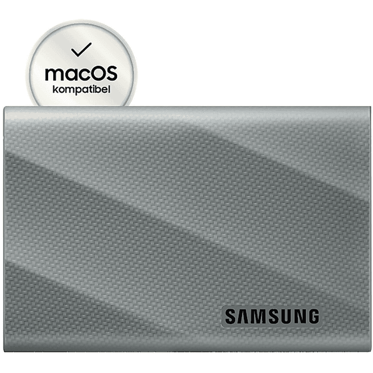 SAMSUNG T9 Portable SSD, 2 TB extern, hohe Lese-/Schreibgeschwindigkeit bis zu 2.000/1.950 MB/s, grau