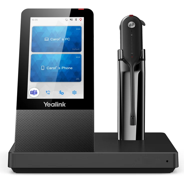 Yealink WH67 UC, konvertierbares schnurloses Headset mit Touchscreen und integrierter Freisprecheinrichtung, Schwarz