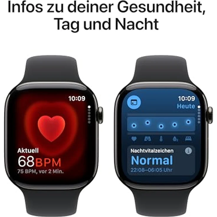 Apple Watch Series 10, 46 mm, GPS + Cellular, Titangehäuse Schiefer, Sportarmband Schwarz, S/M – Bild 5