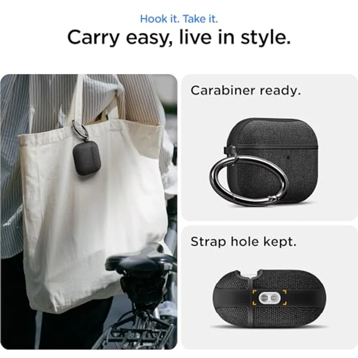 Spigen Urban Fit, Kopfhörertasche + Schutzhülle für Apple AirPods Pro 3, Schwarz – Bild 7