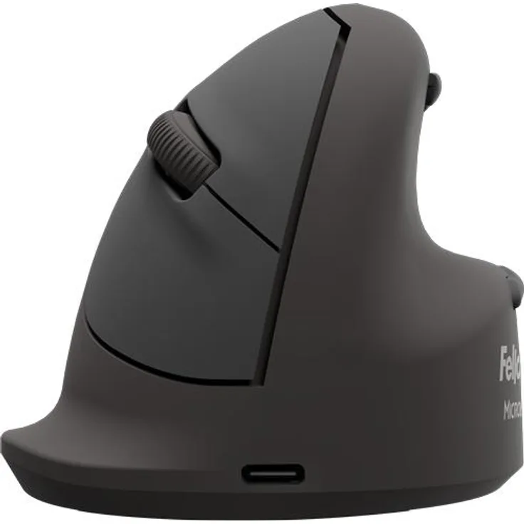 Fellowes Breyta Plus+ Ergonomische Maus Large Left, kabellos, schwarz, vertikale Ausrichtung, einstellbare DPI von 800 bis 1600, sechs programmierbare Tasten