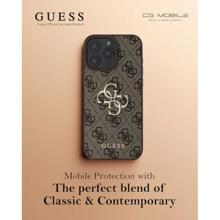 CG MOBILE Guess Hülle Kompatible mit iPhone 16 Pro Max Back-Cover hul - 4G PU Big Logo - Braun (iPhone 16 Pro) - Hartschalenkoffer aus TPU/PC/Kunstleder – Bild 2