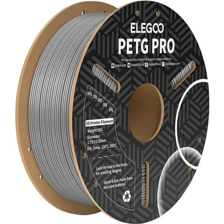 Elegoo PETG Pro Filament - Grau, hochmechanisch und wärmeresistent, ideal für technische Komponenten