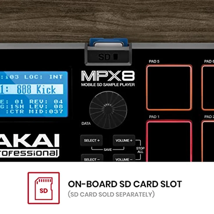 AKAI Professional MPX8 - Portabler Sample Pad Controller mit 8 Performance Ready Pads & On Board SD Kartenslot – Bild 4