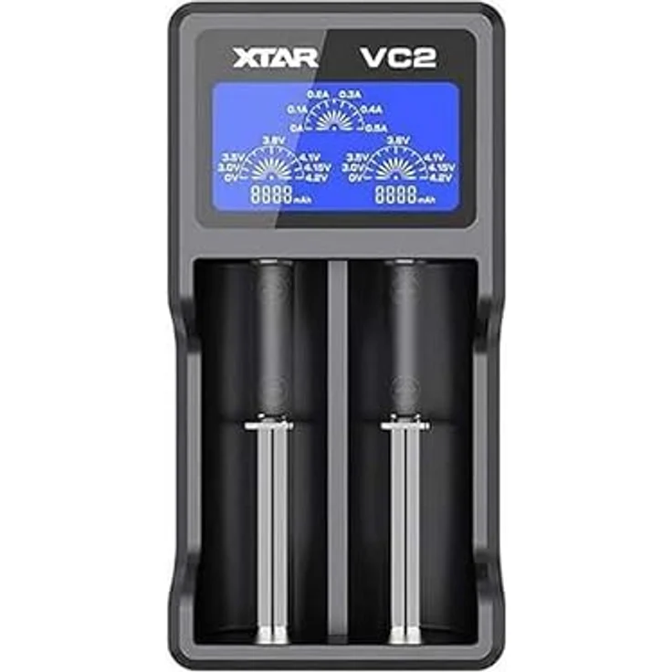 Xtar VC2 2-Schacht USB-Ladegerät (Micro USB-Eingang, LC-Display) – Bild 2