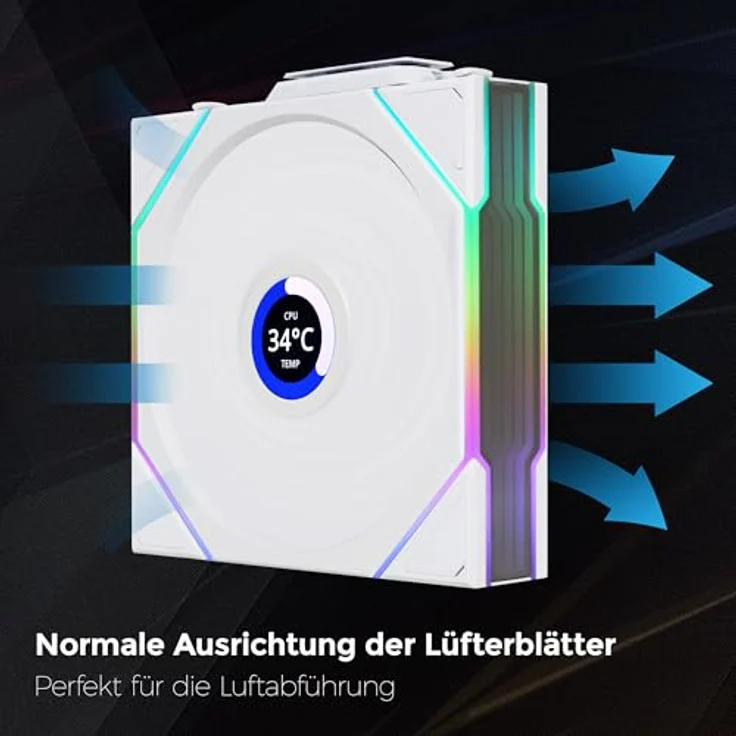 Lian Li UNI FAN TL Wireless LCD Lüfter, ARGB, PWM, 3er-Pack inkl. Controller - 120 mm, weiß – Bild 2