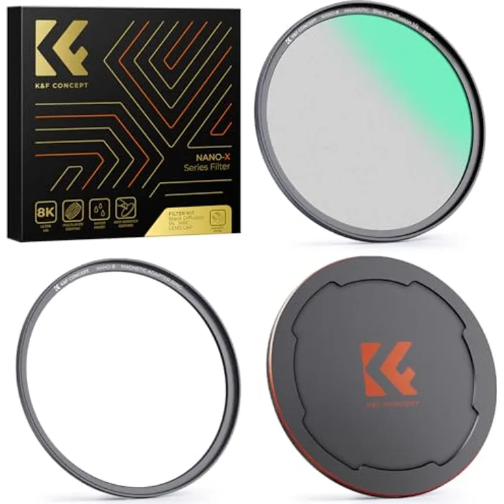 K&F Concept Nano X-Serie Magnetischer Black-Mist 1/4 Black Promist 1/4 Filter Effektfilter-72mm - Hochwertiger Kamera-Filter mit Filmlook in Schwarz