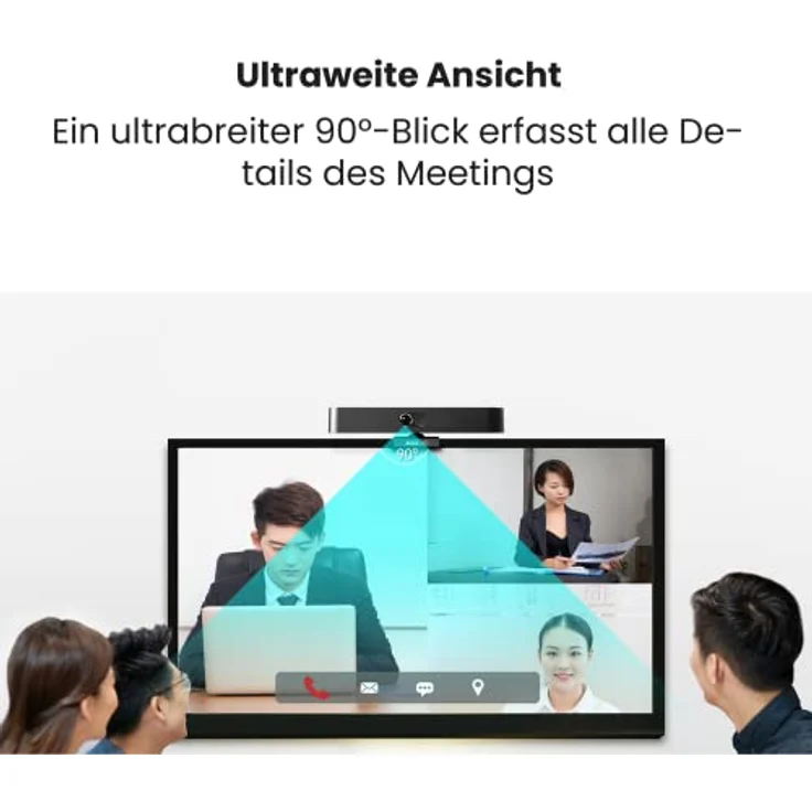TOTOLINK M1 Webcam 360 Grad Videokonferenz Kamera PC Kamera für Videokonferenz 4 eingebaute Digitale Richtmikrofone weiter Blickwinkel Gesichtserkennung Rauschunterdrückung Windows Android iOS – Bild 4