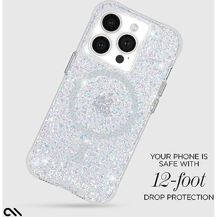 Case-Mate Twinkle Mag-Safe Case Schutzhülle kompatibel mit Apple iPhone 15 Pro Hülle Glitzer (3 m Fallschutz, Recyceltes Material, Integrierter Mag-Safe-Ring, Schillernd)- Stardust/Silber – Bild 3