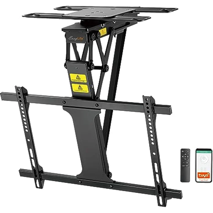 EasyLife TV Deckenhalter elektrisch drehbar für 32-75 Zoll, VESA bis 600x400, smarte Steuerung mit Fernbedienung, schwarz – Bild 1
