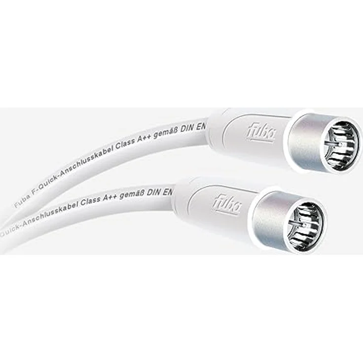 Fuba AFQ 150 Antennenkabel 1,5m weiß - 4-fach geschirmt 130dB - HDTV UHD 4K 8K - F-Anschlusskabel Koaxialkabel F-Quick Stecker (für DVB-S2-Receiver/TV-Geräte, Router, DAB+ Radios) – Bild 1