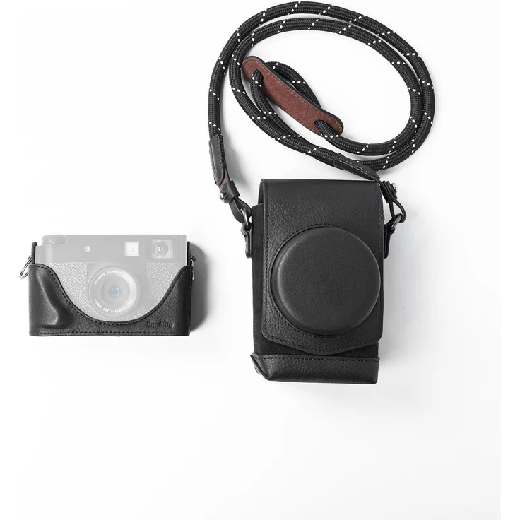 SmallRig Lederetui-Kit für Fujifilm X half, vollabdeckende Kameratasche mit Halsetui und Schultergurt, Schwarz