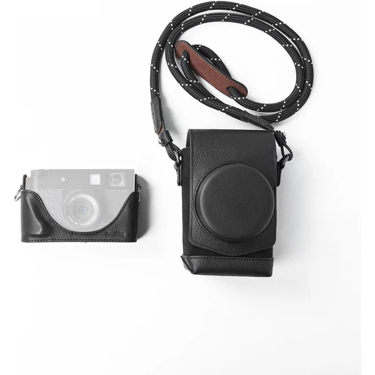 SmallRig Lederetui-Kit für Fujifilm X half, vollabdeckende Kameratasche mit Halsetui und Schultergurt, Schwarz
