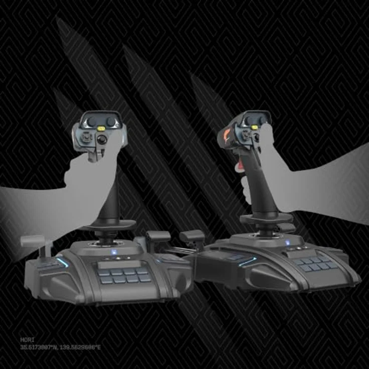HORI Ace Combat 8: Wings of Theve, kabelgebundener Flugsimulator-Controller mit Hall-Effekt-Sensoren, zwei Gas- und Bremshebeln, dedizierter High G Mode-Taste, schwarz, für Sony PlayStation 5 – Bild 7