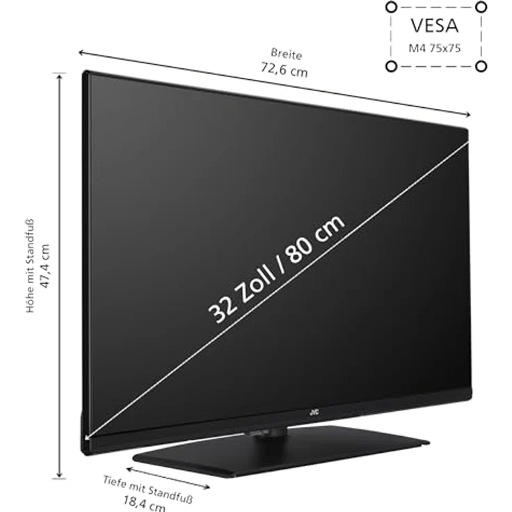 JVC LT-32VH4455 32 Zoll Fernseher (HD-Ready, LED TV, Triple-Tuner) schwarz – Bild 2