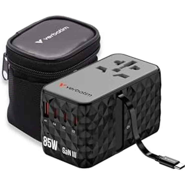 Verbatim Charge 'n' Travel GaN III, USB Ladegerät mit 85 W Leistung, schwarz – Bild 1