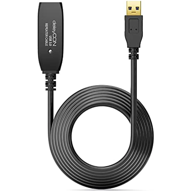 deleyCON MK5214, Aktive USB 3.0 Verlängerung mit Signalverstärker und 5 GBit/s, schwarz – Bild 3