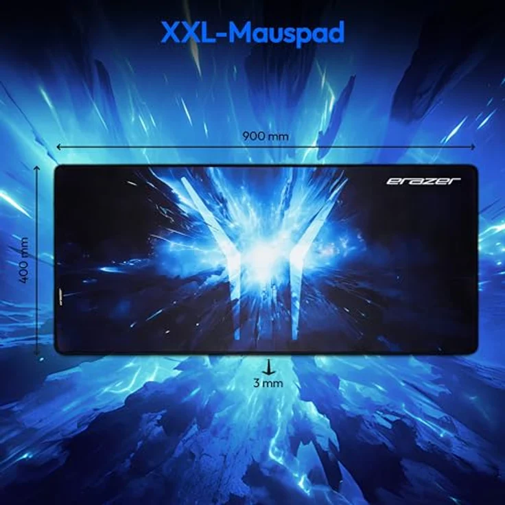 ERAZER Templar X20 Gaming Mauspad XXL (40x90 cm, stark haftende Unterseite, wasserabweisend, robust, strapazierfähig, vernähter Rand) – Bild 2