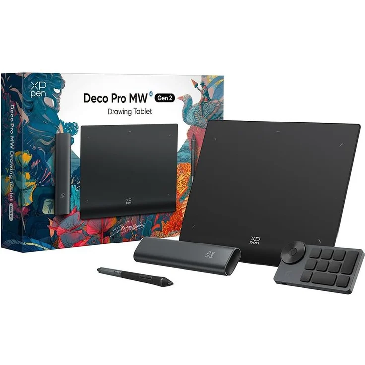 XP-Pen Deco Pro MW Gen 2, Grafiktablett ohne Display mit 16K Auflösung, 16384 Druckstufen, Bluetooth 5, grau
