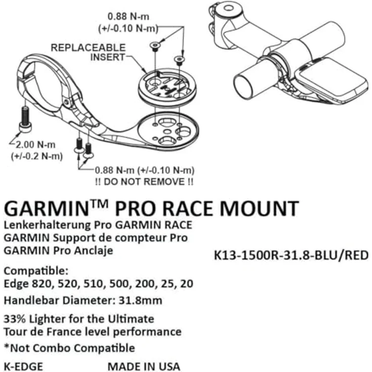 K-EDGE K13-1500R Garmin Race Mount Halterungen, Black Anodize, One Size – Bild 2