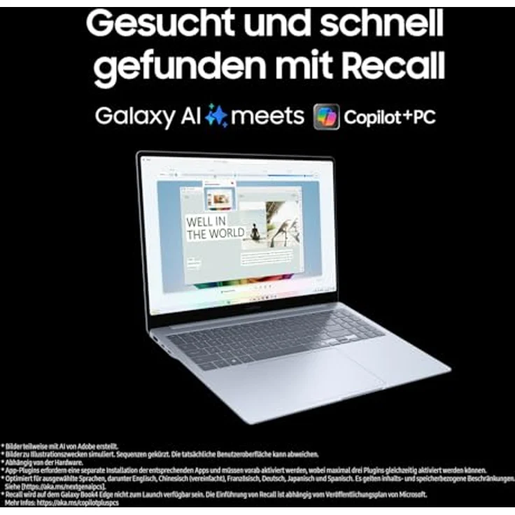 Samsung Galaxy Book4 Edge, 15,6-Zoll Galaxy AI-Laptop mit Snapdragon X Plus, 16GB RAM, 256GB Speicher, Wi-Fi 7, Sapphire Blue, 3 Jahre Herstellergarantie, Windows 11 Home – Bild 3