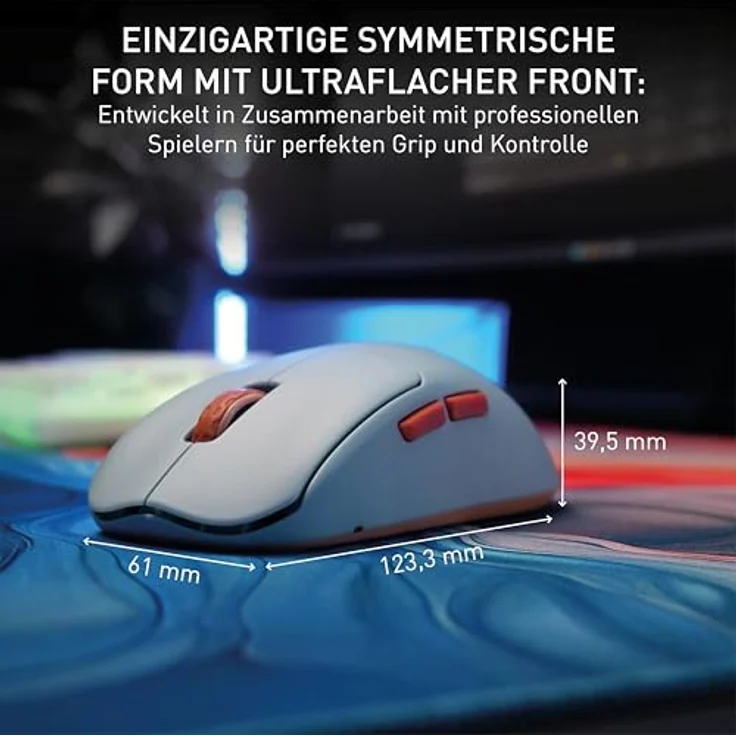 CHERRY XTRFY M68 Wireless, Ultraleichte Kabellose Gaming-Maus, 2,4 GHz Funk, Optimiert für esports, Symmetrische Form mit Besonders Niedriger Front, Blau – Bild 2