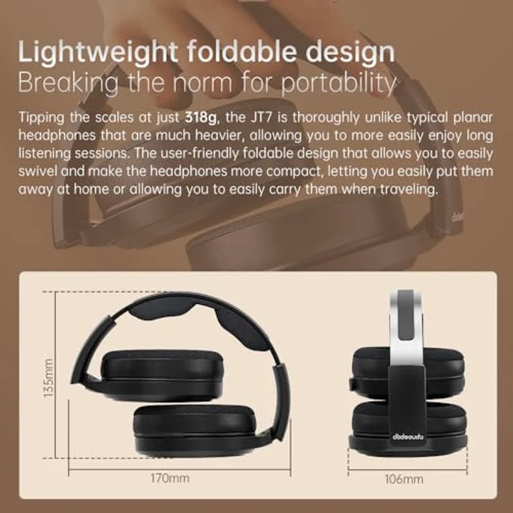 FiiO JT7, Kabelgebundene Planar-Magnet Kopfhörer mit Hi-Res-Audio-Zertifizierung, schwarz – Bild 7