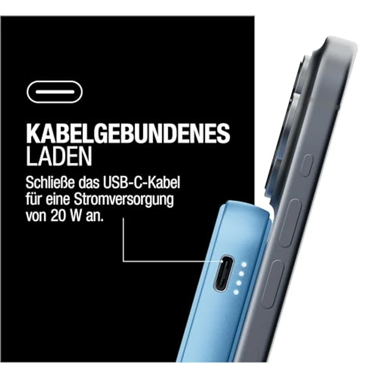 Fresh 'n Rebel Wireless Magnetic Powerbank 5000mAh, MagSafe-kompatibel, PD 20W Schnellladung, USB-C Port (in/Out), geeignet für iPhone 16/15/14/13/12, tragbar, mit Ständer (Vivid Blue) – Bild 5