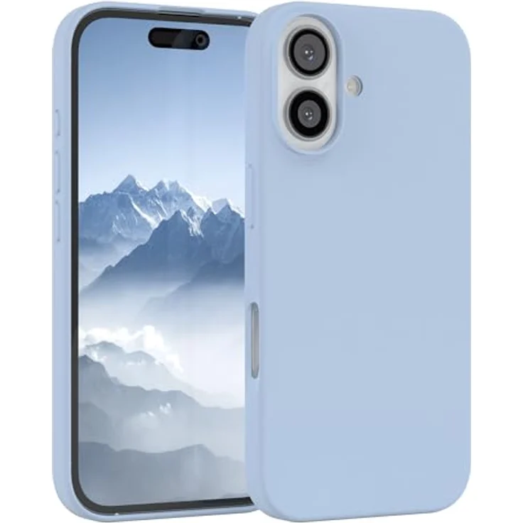 EAZY CASE Premium Silikon Handyhülle für iPhone 16, Slimcover mit Kameraschutz, 3-Schichten Aufbau, Softcase, Hell Blau – Bild 1