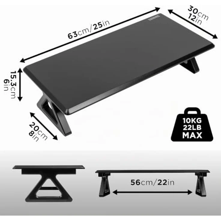 Duronic DM06-1 BK, Ergonomischer Monitorständer für Schreibtisch, max. 10 kg, 62 x 30 cm, stabil und modern – Bild 3