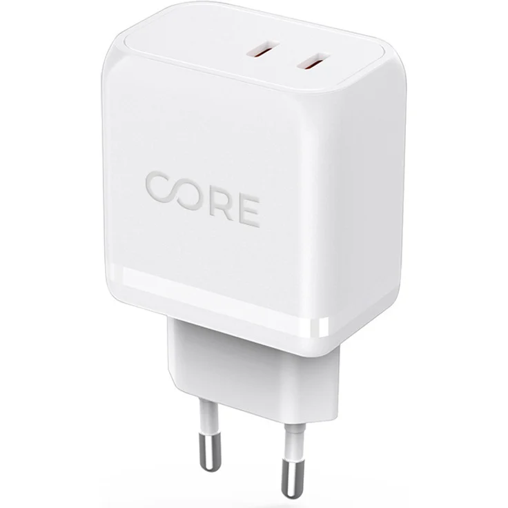 FOREVER CORE Ladegerät Netzteil PD SMART, 2x USB-C 45W, GaN-Technologie, weiß