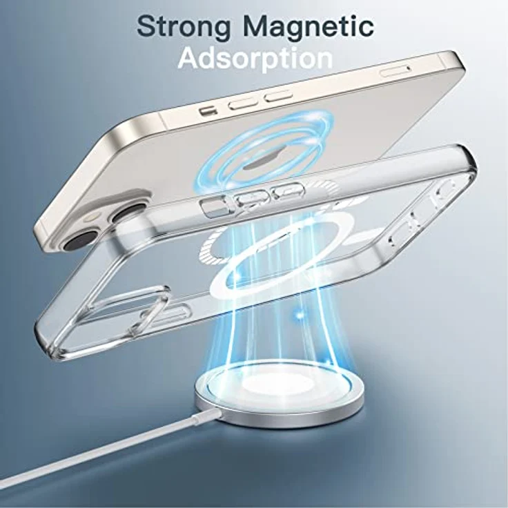 JETech Magnetische Hülle für iPhone 13, Durchsichtig, kompatibel mit MagSafe, kratzfest, mit erhöhtem Kamera- und Bildschirmschutz – Bild 3