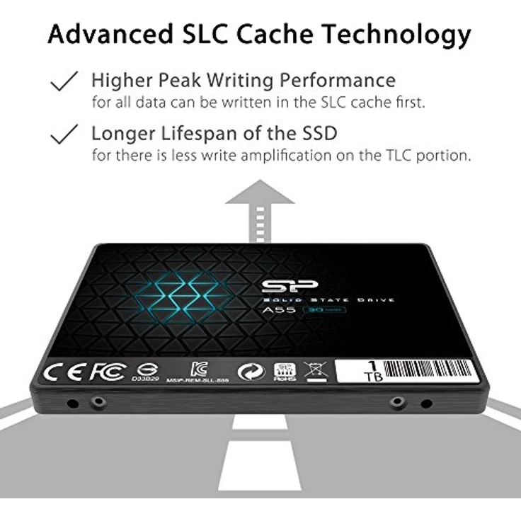 Silicon Power 1 TB SSD NAND 3D-A55 SLC Cache Performance Boost SATA III interne Solid State Drive  Schwarz – Bild 4