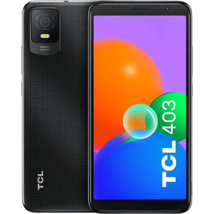 TCL 403 Smartphone mit 15,2 cm (6 Zoll) (2 GB-32 GB, erweiterbar MicroSD, Dual-SIM, Kameras 8 MP + 5 MP, Akku 3000 mAh, Android 12 GB Ed), Schwarz