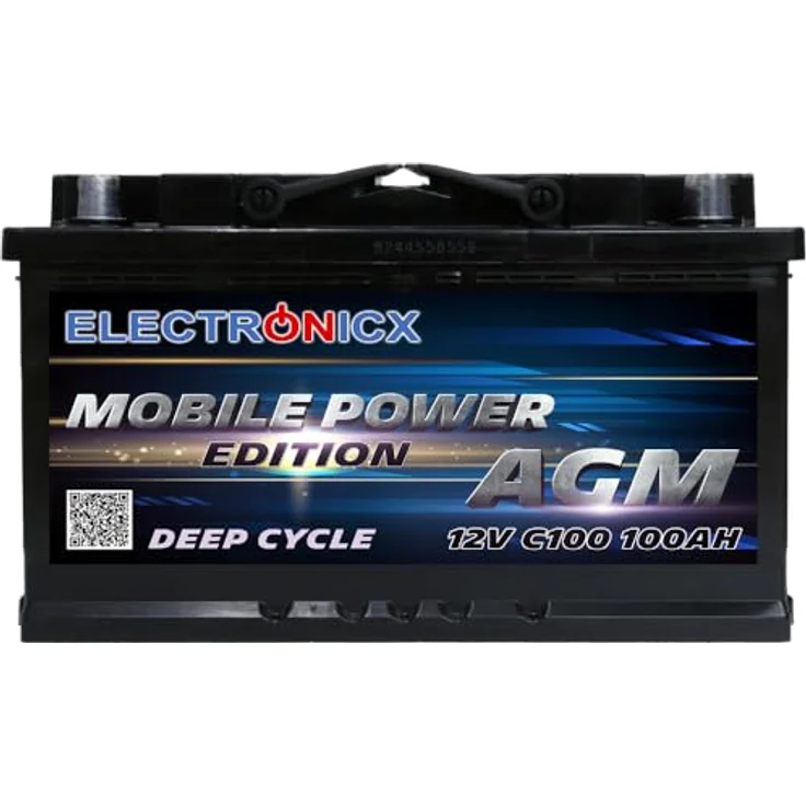 Electronicx Mobile Edition AGM Batterie 100AH - 12V wartungsfreie Versorgungsbatterie für Freizeit, Boot & Wohnmobil, temperaturbeständig, kippbar – Bild 3