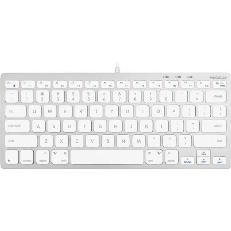 Macally SLIMKEYCA, kompakte kabelgebundene USB-Tastatur mit Scherenschaltern, 75%, QWERTY, Silber
