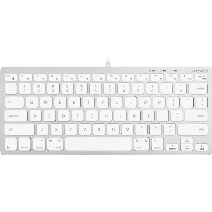 Macally SLIMKEYCA, kompakte kabelgebundene USB-Tastatur mit Scherenschaltern, 75%, QWERTY, Silber