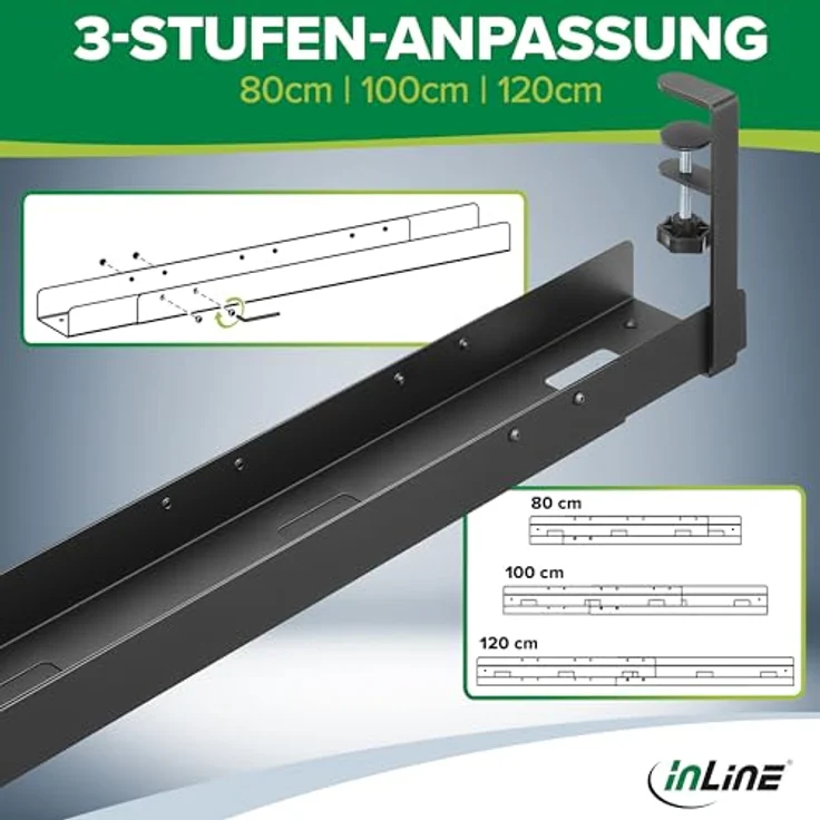 Inline Montagekomponente für Kabelführung, Stahl, schwarz, unter dem Schreibtisch – Bild 3