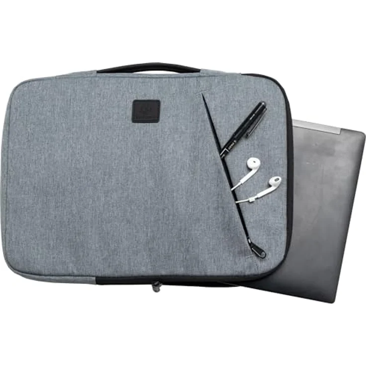 Exacompta Laptophülle business (14.02"), Notebooktasche mit Schaumstoffpolsterung und einziehbarem Griff, Grau – Bild 3