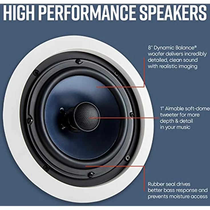 POLK AUDIO rc80i 2-Wege Decken-Lautsprecher (Weiß) Einbau-Lautsprecher - 100 Watt - schwarz, weiß – Bild 3