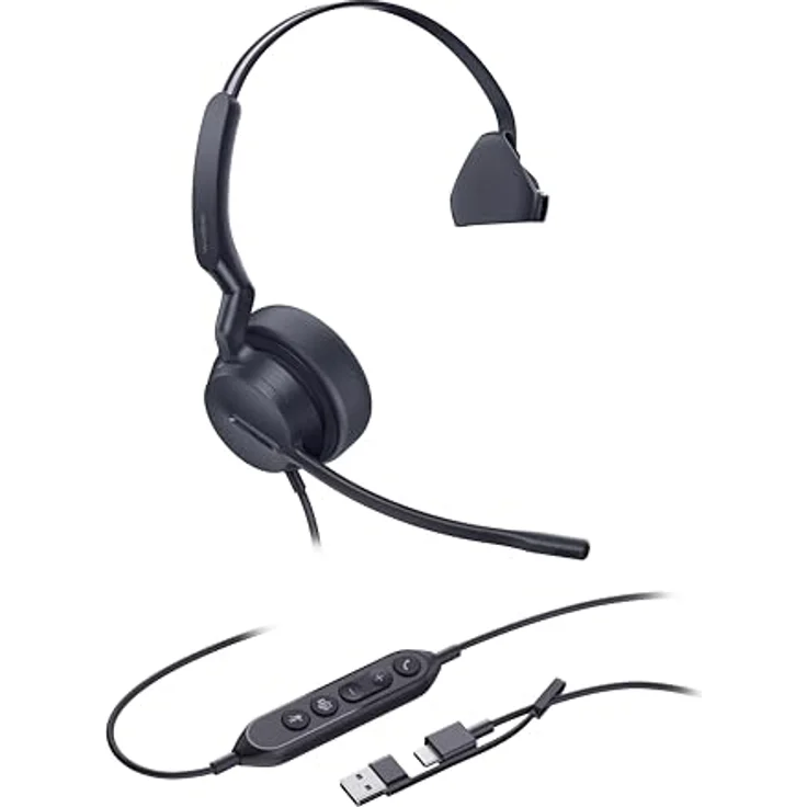 Yealink UH44, kabelgebundenes Mono USB-C/A Headset mit Acoustic Shield 3.0, ergonomischem Design und integrierter Busylight-Funktion, zertifiziert für Microsoft Teams – Bild 3