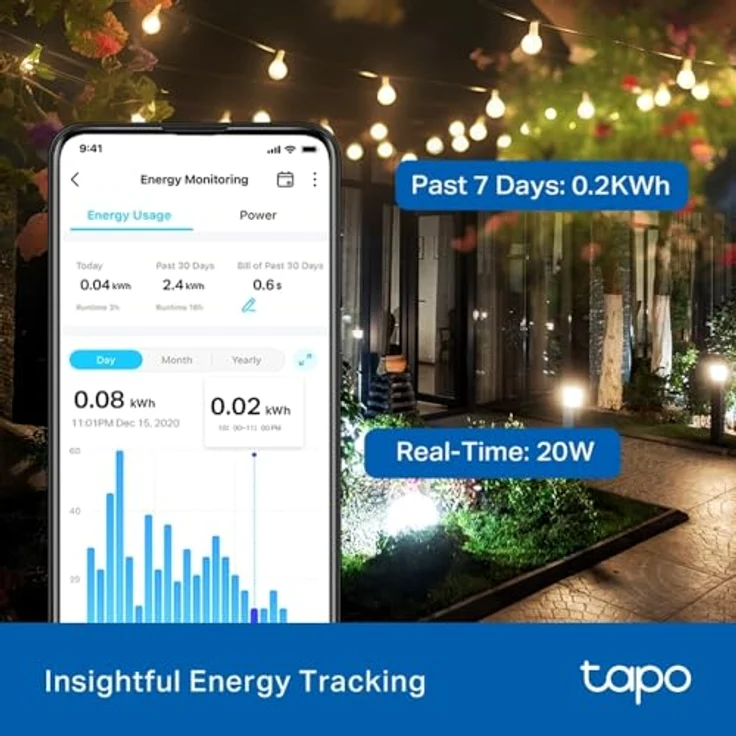TP-Link Tapo P410M, Smart Outdoor WiFi-Steckdose mit IP54 Schutz, Energieverbrauchsüberwachung und Sprachsteuerung – Bild 8