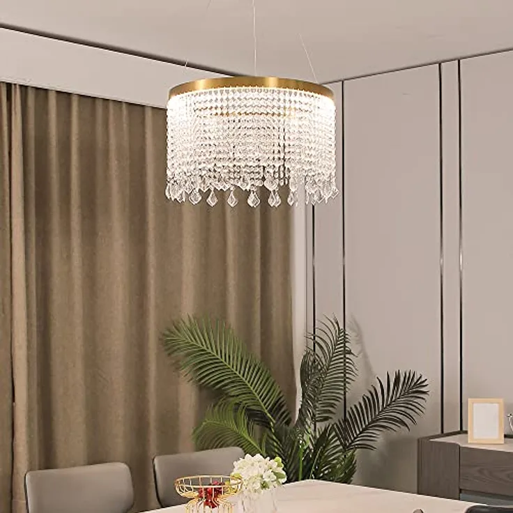 Eurotondisplay LED Pendelleuchte Deckenleuchte 2022 dimmbar mit Fernbedienung, kaltweiß-neutalweiß -warmweiß, 7000k-3000k, A+ LED, Kristall klar - Preisvergleich