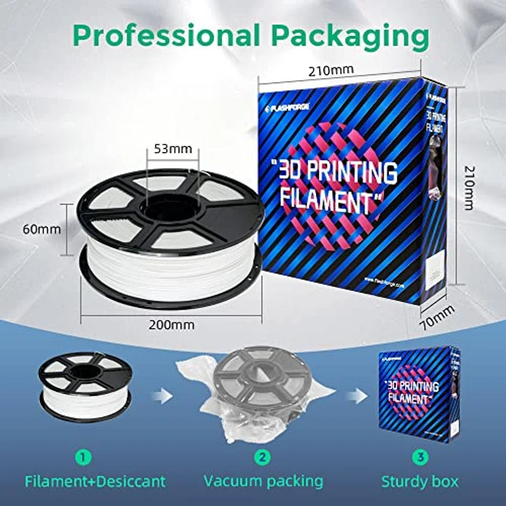 FLASHFORGE ABS PRO 3D-Drucker-Filament, robuste und hitzebeständige Materialien, 1kg Spule, Maßgenauigkeit +/- 0,02 mm, weiß – Bild 5