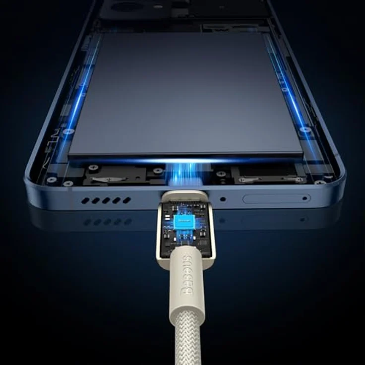 Baseus Tungsten Gold USB-C Ladekabel, 100 W, 1 m, hohe Datenübertragungsgeschwindigkeit bis 480 Mbit/s, gold – Bild 7